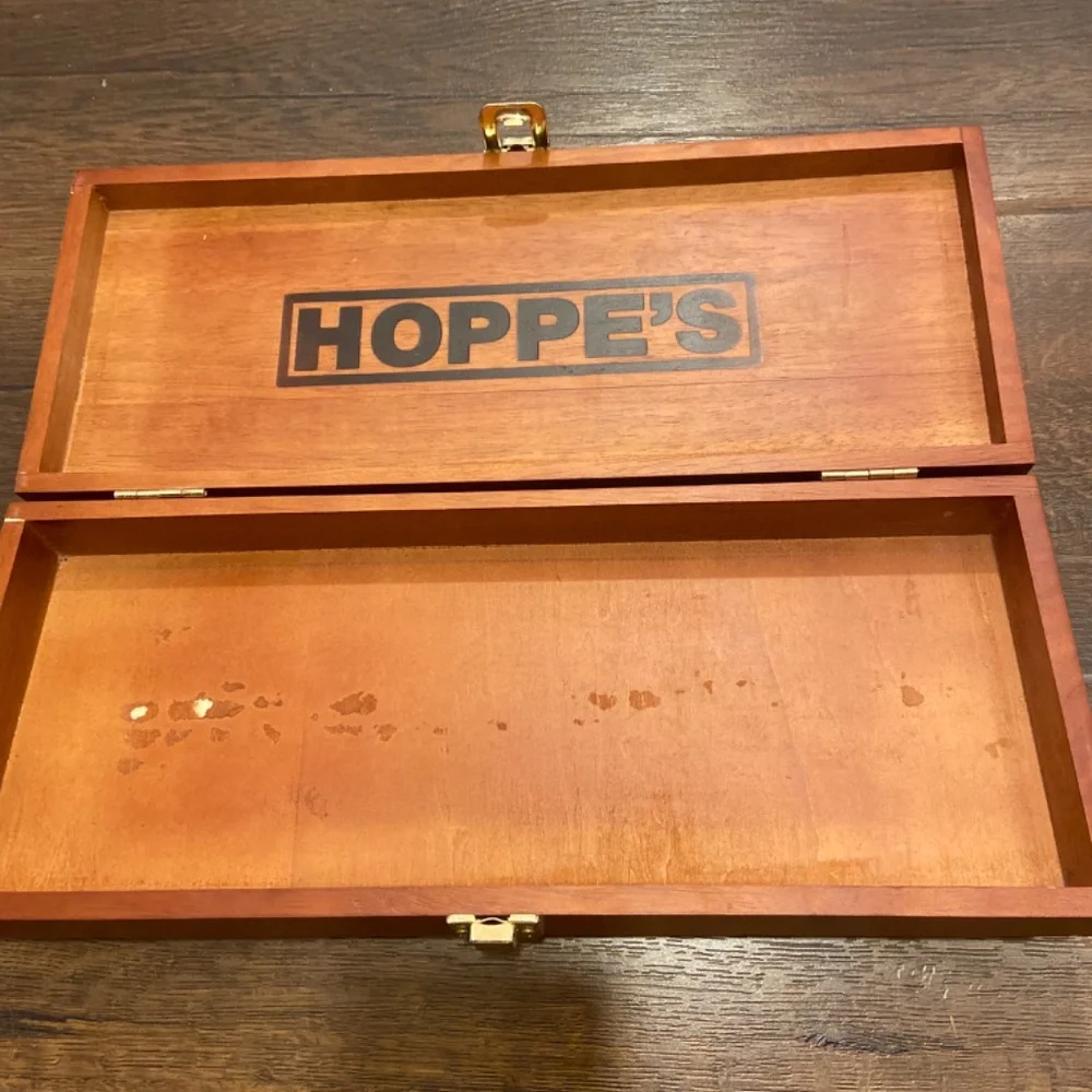 HOPPE’S GUN CLEANING KIT WOODEN STORAGE BOX CHEST